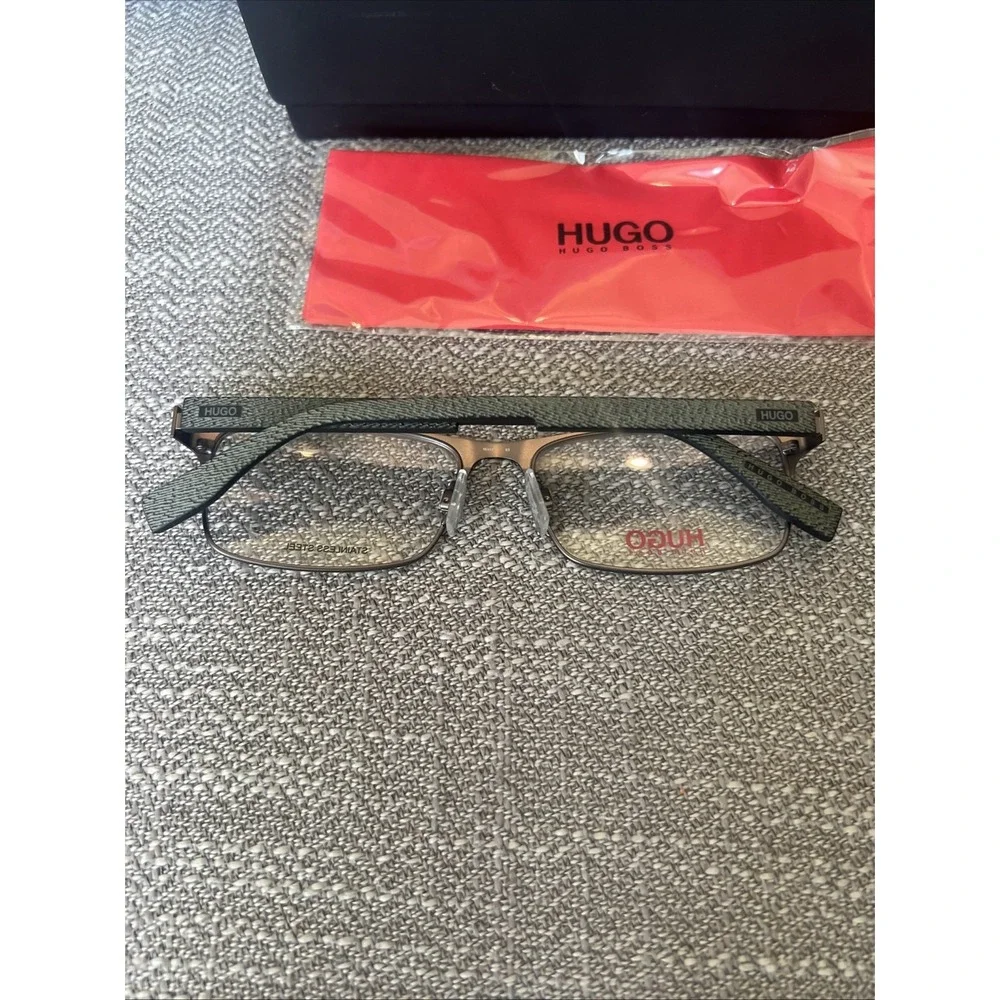 New Hugo Boss HG0293 Rectangle Matte Brown Gray Eyeglasses Authentic New Case